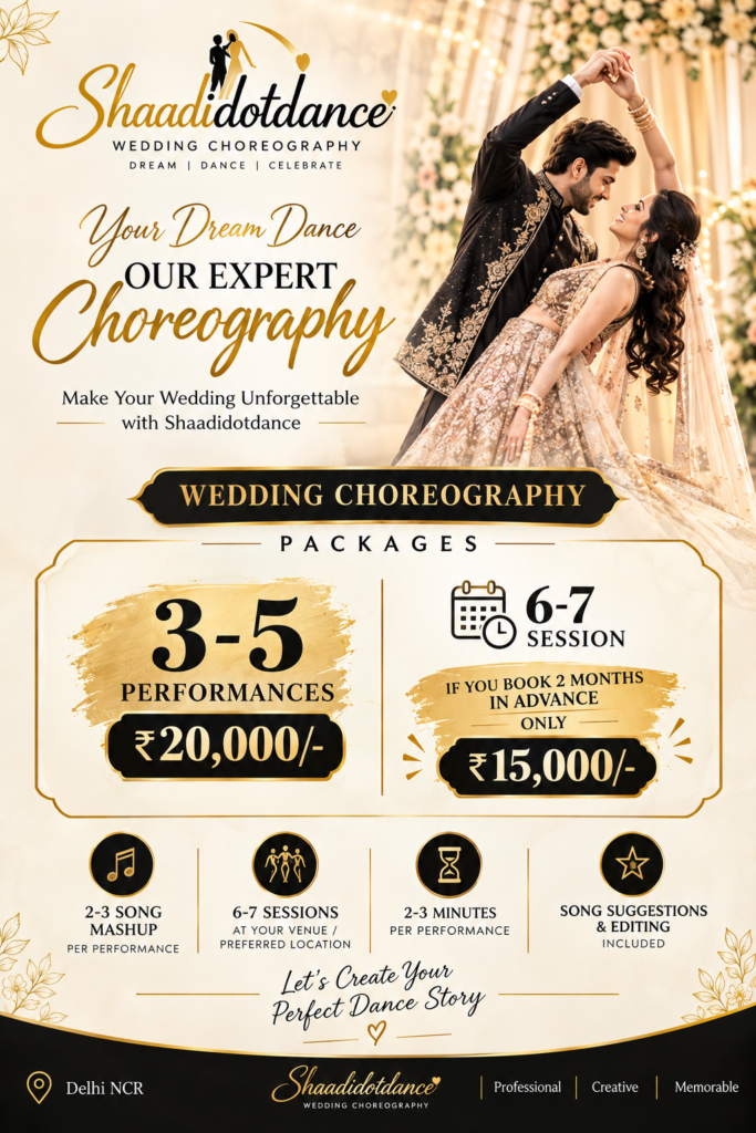 Wedding choreography package for 3 to 5 performances